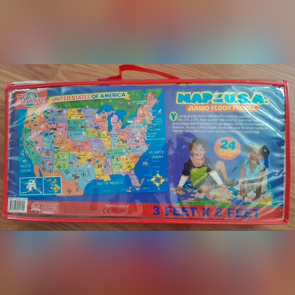 SHURE 24 Pc. Jigsaw Puzzle-Unites States of America--Giant Floor Puzzle